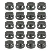 0.7x0.8" Cord Locks, 100 Pack Double Hole Spring End Toggle Stopper, Dark Green