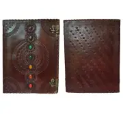 Genuine Leather Notebook Diary Medieval 7 Stones Large Plain Journal Sketchbook