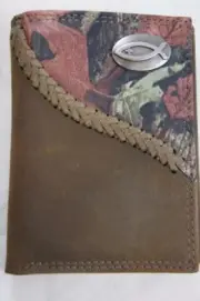ZEP-PRO Ichthys Christian Fish Fence Row Camo Leather Trifold Wallet Tin Box