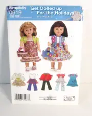 Simplicity 0619 Blouses, Sash, Dress, Poncho 18" Doll Clothes Pattern Uncut