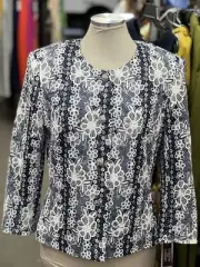 JOHN MEYER BLAZER/NEW WITH TAG/SIZE 8/LINED/RETAIL$149/navy/WHITE