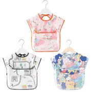 Nevenka 3 Pcs Short Sleeve Waterproof Bib with Crumb Catcher Pocket for 0-3 Years-C
