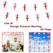 10M England Flag Bunting 25 Triangle Flags St George Banner EURO Sport Football