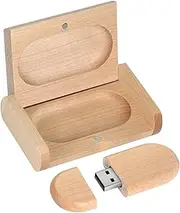 Novelty Wooden USB 2.0 Flash Drive 16GB Data Storage Memory Stick USB Stick Ellipse Pendrive with Wooden Box