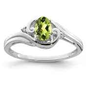 Sterling Silver Rhodium Plated Diamond u0026 Peridot Ring