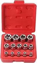 AIMALL 14 PCS E Torx Star Female Bit Socket Set, Sizes E4-E24, Includes 1/2", 3/8", 1/4" Drives with Red Storage Case, 4.9 x 2.1 Inch