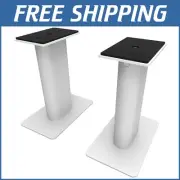 8.3” Tall Steel Speaker Stands for Compact Bookshelf & Studio Monitors - White