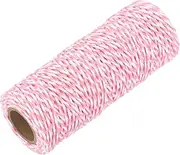 sourcing map Cotton Rope Twisted Braided Rope Cord, Pink White50m/55 Yard 1.5mm Dia for Wall Hanging, Plant Hanger, Knitting, Macrame Knotting