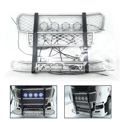 Metal Front Bumper W/LED Light for 1/14 Tamiya 770S RC Tractor Truck 56371 56368