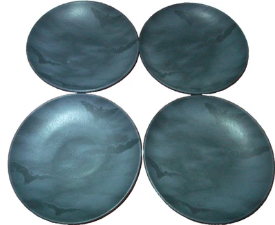 4 Mesa Brasil Halloween Bats Black Soup Bowls Made In Brazil
