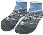 [QMNVBDS] Winter Landscape in The Alps Socks Ankle Length Socks Casual Short Socks for Women Men Low Cut Sports Socks Running Socks No Show Socks Ankle Socks Athletic Socks Workout Socks, Style, One
