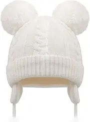 [Duoyeree] Toddler Winter Hat with Earflap Scarf Hood Thick Warm Kids Skull Cap for Baby Girls Boys