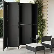 Bedroom Panel Room Divider 6 Panels Black Poly Rattan