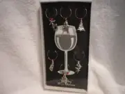 Top Shelf Wine Glass Charms Drink Beverage Markers Christmas Holiday Set of 6