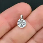 12 Swirl Charms Antique Silver Tone 2 Sided Circle- SC3878
