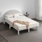 Furb Double Size Bed Frame Pine Wood Bed Base Mattress Platform, Light Grey