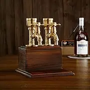 Vida Brillante Drink Dispenser for parties Bar Accessories Gifts for Wine Lovers Whiskey Man Cave Decor for Husband Dad Him with Brass Tube & Carbonized Wooden, 2 Taps