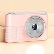 Digital Camera, 48MP 4K Vlogging Camera with 2.4 Inch Screen, 16x Digital Zoom Portable YouTube Compact Point Shoot Camera for Kids Students Vlog (Pink)