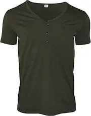 [VgueElegc] Men's Lapel Collar Stylish Tops Cotton Muscle T-Shirt with Button Basic Solid Fit Golf Tees T-Shirt, Green, XX-Large