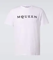 [McQueen] McQueen Logo printed cotton T-shirt UK 16 white