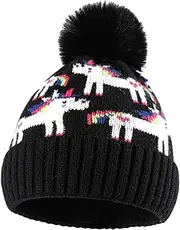[Healeved] Unicorn Knit Hat with Plush Ball Beanie for Boys for Autumn and Wear Soft Hat for Daily Use