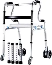 Walker,Wheels Aluminum Rollator Walker with Paded Seat and Backrest Folding Rolling Walker Mobility Aid for Adult, Senior, Elderly Handicap, Silver Walking Frame Little Surprise