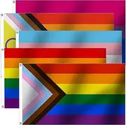 5 Pack Pride Flag New Rainbow Flags 3'x 5' Inclusive Chevrons Progressive Banner -Perfect for Showing Your Pride