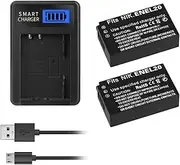 2X 2200mAh EN-EL20 EN-EL20a ENEL20 Battery + USB Micro LCD Charger for Nikon Coolpix P1000 Nikon1 J1, J2, J3 Nikon1 AW1