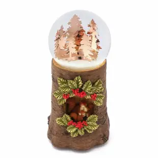 【JARLL 讚爾藝術】森林守護者-小松鼠 水晶球音樂盒(生日情人告白 結婚 聖誕禮物 交換禮物 聖誕裝飾)