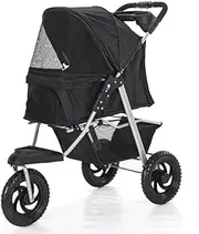 Generic Pet Stroller Dog Cat Pram Travel Carrier Foldable Pushchair Outdoor Black