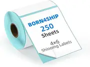 4x6 Thermal Labels Roll (250 Labels) - BORN4SHIP Adhesive Shipping Label with Blue Backing Paper Compatible with Address Mailing Postage Label Thermal Printer MUNBYN, Phomemo, Vretti