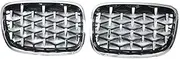 Diamond Kidney Grille Racing Grills Car Front Grills Car Styling Style Grilles Compatible For BMW X5 X6 E70 E71 2008-2013 Replacement 2PC(Black)
