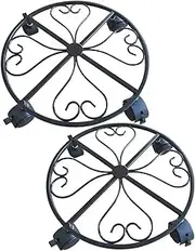 Plant Caddy, 2Pcs Plant Caddy with Wheels, Metal Stand with Wheels, Rolling Stand, Roller for Indoor