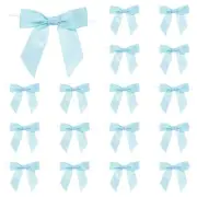 50 Pcs Pre-Tied Bows Satin Ribbon Bows 3.5" Twist Ties Gift Bows Light Blue