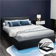 215x160 Artiss Bed Frame Queen Double King Single Size Gas Lift Grey Nino Queen / Black