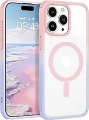 YINLAI Magnetic Case for iPhone 15 Pro Max Case, [Compatible with MagSafe] Skin-Friendly Touch Slim Fashion Color Gradient Shockproof Protective Phone Cases for iPhone 15 Pro Max 6.7", Pink+Purple