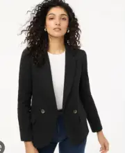 J.Crew $188 Womens Cotton Blend Textured Blazer Black Size 4 BY941