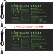 BNLINK 2Pack Seedling Heat Mat Warm Hydroponic Heating Pad 10"x20.75" Waterproof