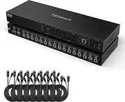 TESmart 16 Ports HDMI KVM Switch 4K@30Hz, 16 in 1 Out KVM Switch USB2.0, 1U Rack Mount | EDID Emulator | RS232 | LAN Port, Control up to 16 Computers/Servers, with 8 Pcs 5ft KVM Cable