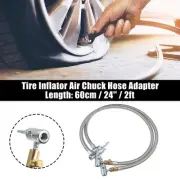 2pcs 24" Dual Lock Air Chuck Hose for Standard Tire Valve Thread w/ Air Release