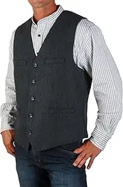 [The Celtic Ranch] Men's Irish Full Back Herringbone Tweed Wool Blend Vest in 3 Traditional Color Choices