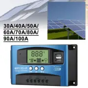 30A-100A MPPT 12V/24V Solar Panel Regulator Charge Controller Battery Dual USB