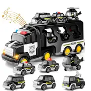 Kid Transport Toy Truck Set with 6 Mini Cars LED Sound Vehicle