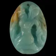 BE04106# Hand Carved Cameo Goddess Multi-color Amazonite Pendant Bead Gemstone