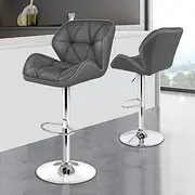 [ALFORDSON] Bar Stool 2X Adjustable Kitchen Stools Willa Swivel Counter Barstools Grey Dining Chair in 62-84cm Seat Height for Home Bar Dining Room