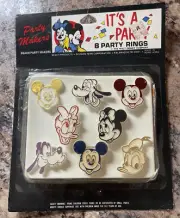 Disney Mickey Party 8 Party Rings. Minnie, Donald, Goofy, Pluto, Daisy character
