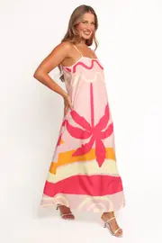[PUP56] Sofia Maxi Dress - Pink Palm XS Pink