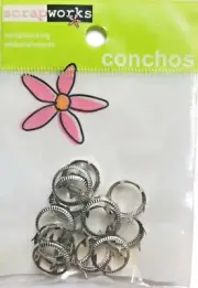 Scrap Works Embellishments - 15 Silver Round Conchos Hugs CO106 - NEW