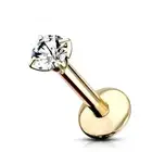 Piercing Labret Ear Gem Round Titanium Golden