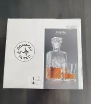 Bormioli Rocco Selecta 7 Piece Whisky Set 1 Decanter & 6 Rocks Glasses NEW Italy